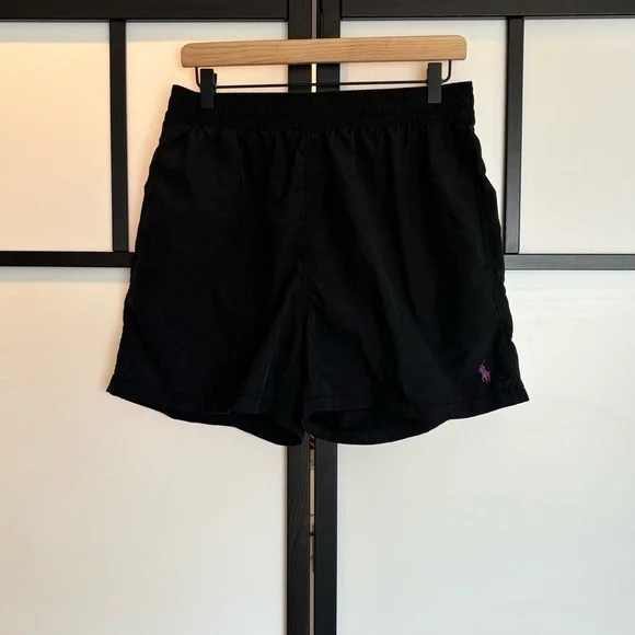 POLO RALPH LAUREN VINTAGE 90s Y2K SWIMMING TRUNKS SHORTS BLACK PURPLE.Men medium - Picture 4 of 12